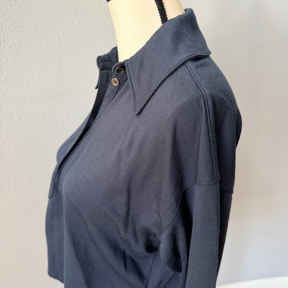 THE SURREY Navy Vespa Boxy Long Sleeve Polo Cropped XS Excellent Condition - Picture 4 of 13